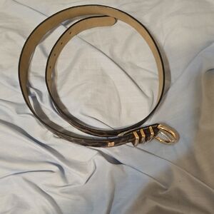 Steve Madden Brown Leopard-Pattern Belt with Gold Buckle